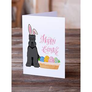 Whimsical A7 Size 5x7 Black Schnauzer <b>Easter</b> Greeting <b>Cards</b> <b>Pack</b> of 8 Blank Note <b>Cards</b> with Envelopes - Product Image 2