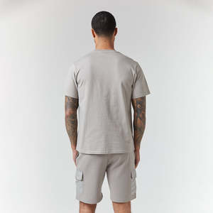Customized Logo Design Printed T-Shirt Shorts Set Factory-Made Summer Wear <b>for</b> Men Solid Color <b>Hip</b> Hop Terry Cotton Material - Product Image 3