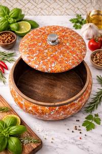 Contenedor de Madera Artesanal para Roti, con Recubrimiento Esmaltado, a Prueba de Humedad, para Guardar Chapati, Vajilla India, Regalo Empresarial - Product Image 6