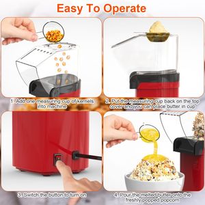 Máquina para Hacer Palomitas de Maíz Mini de 1200W, Fácil de Usar, 8 Tazas, Sin Aceite, con Taza Medidora y Calentador de Mantequilla - Product Image 5