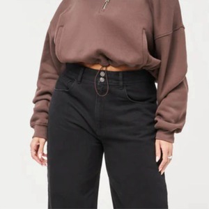 Sweat-shirt surdimensionné marron à quart de zip pour femme avec logo personnalisé, couleur unie, manches longues, en molleton de coton tricoté, pour l'automne, fourniture OEM - Product Image 3