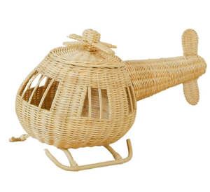 Helicóptero de Juguete de Ratán Natural, Hecho a Mano, Decorativo, para Niños, Adorno Único para Habitación Infantil - Product Image 1