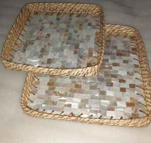 Plateau de service haut de gamme en nacre et rotin - Design moderne éco-responsable fait main pour cadeaux de mariage et de Ramadan - Product Image 5