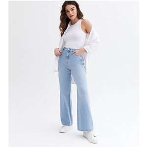 Pantalon en jean pour femme, coupe décontractée moderne, élégant et confortable, mélange de coton, idéal pour le streetwear et les voyages - Product Image 2