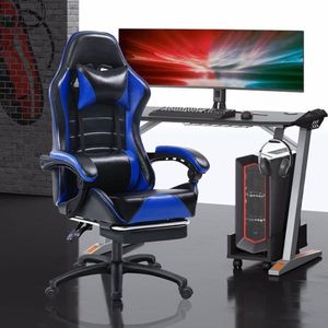 Sedia da Gaming Ergonomica Girevole con Poggiapiedi in Pelle PU per Adulti, Reclinabile, con Supporto Lombare per Ufficio e Gaming - Product Image 1