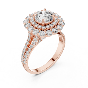 Bague de fiançailles en or rose 10K avec diamant Imperial Bloom, couronne céleste Royale Aura Empress Halo, pour femme, anniversaire - Product Image 2