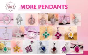 Pendentif en or blanc massif 18 carats pour femme de Sheri Jewels, style petite fleur, forme ronde, saphir bleu naturel et diamant - Product Image 5