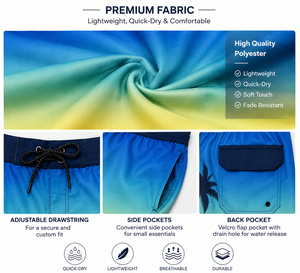 Shorts de Playa para Hombre con Estampado de Palmeras Tropicales, Secado Rápido, Trajes de Baño Personalizados 100% Algodón Poliéster, Ropa de Surf OEM ODM al por Mayor - Product Image 6