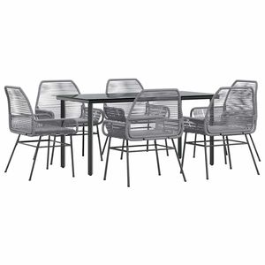 Dark <b>Grey</b> Garden Dining Set 6 Seater Rattan Metal <b>Frame</b> Weather Resistant Outdoor Furniture Contemporary Design - Product Image 2