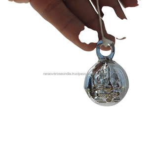 Cloche suspendue Ganesh en laiton moderne décorative, cloche de temple traditionnelle plaquée argent, cadeau spirituel écologique pour la maison, la porte ou le mur - Product Image 6