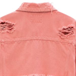 Chaqueta Bolero Corta de Mezclilla Desgastada Rosa para Mujer, Manga Larga, Ropa Exterior Informal, Chaqueta Corta de Moda, Ropa Urbana Moderna - Product Image 6