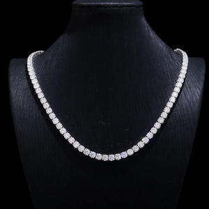 Luxury Iced Out Round Tennis Chain White Gold Finish Hip Hop <b>Statement</b> <b>Necklace</b> for Men Women Premium Fashion Jewelry - Product Image 1