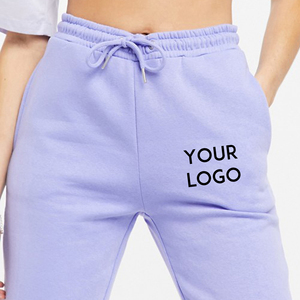 Women's Lavender High Waist Drawstring Jogger Pants Loose Fit Full Length Solid Color Side Pockets Heat-Transfer Printing Custom - Product Image 1