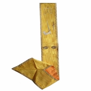 Faja Masónica del Rito Escocés de 16.º Grado, Satén Dorado con Símbolos Ceremoniales Bordados, Regalia del Rito Escocés - Product Image 1