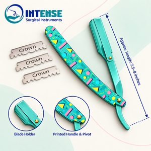 Rasoir pliant professionnel pour barbier en acier inoxydable avec boîte de 100 lames de rasoir - Product Image 5