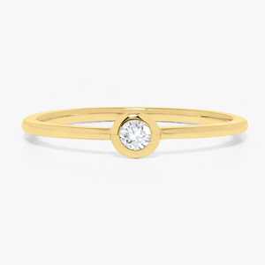 Anillos Apilables con Diamantes Pequeños, Corte Redondo, Cultivados en Laboratorio, Oro Sólido de 14k y 18k, Minimalistas, de Promesa, Joyería Fina Moderna, Regalos para Mujer - Product Image 1
