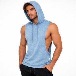 Débardeur Homme en Coton Grande Taille Personnalisé OEM, Style Rétro Délavé à l'Acide, Sans Manches, pour la Gym - Product Image 3