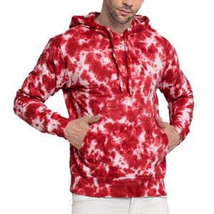 Sweat-shirt à capuche tie-dye pour homme, coupe classique, en molleton bouclette, manches longues, motif violet et blanc, idéal pour l'automne - Product Image 6