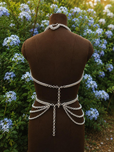 Top de malla de aluminio hecho a mano con falda – Disfraz medieval para cosplay |   Traje de Feria Renacentista |   Ropa para Festivales de Fantasía - Product Image 5