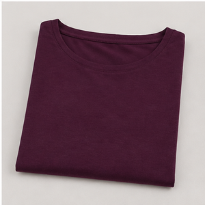 เสื้อยืดผู้หญิงสีเบอร์กันดี คอกว้าง แขนยาว ทรงหลวม รุ่น WTS-0100 - Product Image 4