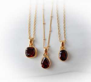 Garnet Necklace Gold Vermeil Sterling Silver Jewelry Red Garnet Pendant January Birthstone Fine Jewelry Wholesale - Product Image 4