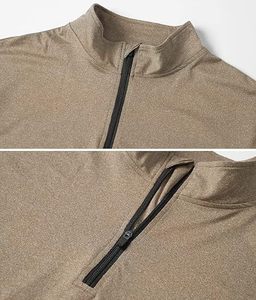 Chemises de sport à manches longues pour hommes, sweat-shirt à demi-zip, hauts de fitness pour le jogging, respirants, compressifs, pour la course à pied - Product Image 5