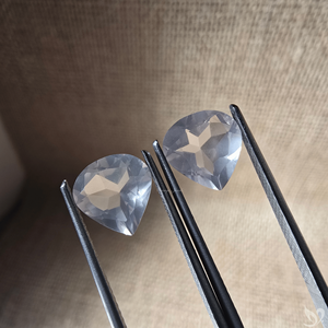 2.97 CTW Rose Quartz Trillion Cut Pale <b>Pink</b> Loose Gemstone Pair for Earrings Pendant and Fine Jewelry - Product Image 1