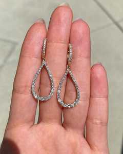 Pendientes de aro tipo huggie de oro macizo de 14k con diamante cultivado en laboratorio de 1 quilate, corte redondo y forma de pera, joyería fina para mujer, de fábrica. - Product Image 6