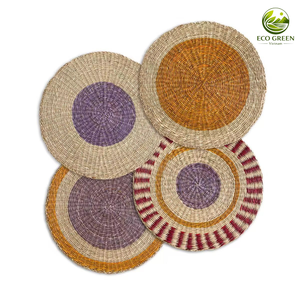 Assiette en jonc de mer faite à la main, plateau de service tressé naturel, vaisselle ronde écologique, décoration d'intérieur, logo personnalisé, fournisseur en gros - Product Image 5
