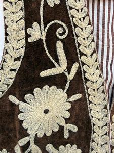 Bohemian Brown Velvet Cotton Suzani Embroidery Vest Coat Bohemian Ethnic <b>Waistcoat</b> Handmade Textile Art Wholesale Apparel Jacket - Product Image 3