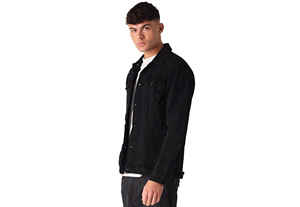 ORREN Men's Minimalist <b>Black</b> Denim <b>Jacket</b> - Luxe Professional Grade <b>Jean</b> <b>Jacket</b> - Technical Apparel Manufacturer Sialkot - Product Image 3