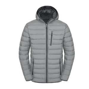 Veste matelassée à capuche bleu marine pour homme, coupe classique, couleur unie, coupe-vent, rembourrage en polyester, fermeture éclair, manteau d'hiver - Product Image 6