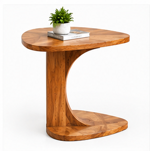 Wood Side Table Round Accent Table Modern End Table Tabletop Housewarming Living Room Decor - Product Image 1