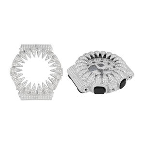 Premium Frosted Crystal Studded <b>Watch</b> Case Mod Kit Octagon Stainless Steel Luxury Custom Timepiece Upgrade Design <b>Set</b> - Product Image 2