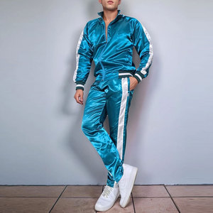 Men's <b>Teal</b> Satin Printed Tracksuit Set Full Sleeve Stand Collar Regular Fit Streetwear Winter Wear Windbreaker Reversible - Product Image 5