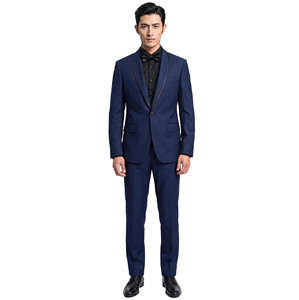 SHAGHAF <b>Men's</b> Gray Tuxedo Suit Single Breasted Notched Lapel <b>Black</b> Bow <b>Tie</b> British Style Formal Wear Adult Anti-Wrinkle 220g - Product Image 6