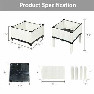 4PCS White Elevated Planting Box for Flower Pots & Planters - Product Image 3