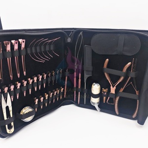 Professional Rose Gold Hair Extension Tools Kit With Bead Opening & Closing Pliers Alligator Clips Needles <b>Crochet</b> <b>Hook</b> & Ring - Product Image 4