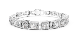 Pulsera Clásica de Diamantes Cultivados en Laboratorio, Corte Radiante y Princesa, para Caballero, con Doble Cierre, Oro Rosa Sólido de 18K, Bañado en Rodio, de Tercera Parte - Product Image 5