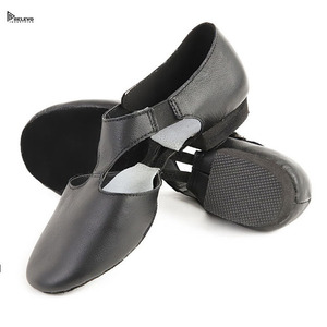 Chaussons de danse professionnels en cuir PU à semelle fendue avec sangle élastique, souples et flexibles, pour la pratique de la danse jazz, vente en gros - Product Image 1