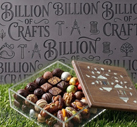 Boîte à chocolat en acrylique transparente de luxe avec couvercle en bois personnalisé, emballage transparent pour truffes, présentoir à bonbons, boîte cadeau en gros