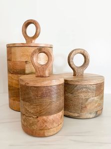 Modern Wooden Kitchen <b>Storage</b> Canister with Lid Bread <b>Bin</b> Tea Coffee Sugar Jar for Modern Kitchen - Product Image 2