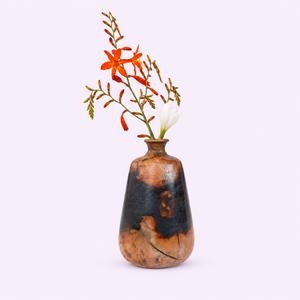 Jarrón de Cerámica Chino Hecho a Mano, en Forma de Cono, Color Negro y Marrón Rústico, para Flores, Decoración de Escritorio - Product Image 1