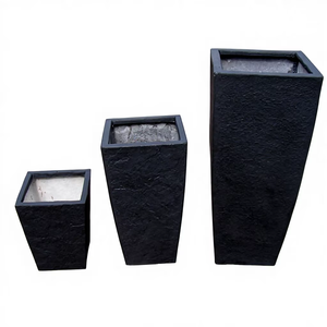 Maceta Redonda Pequeña de Fibra de Vidrio FRP Gris con Textura Rugosa, Ligera, Clásica, para Interiores/Exteriores, para Uso en el Hogar y Jardín - Product Image 1