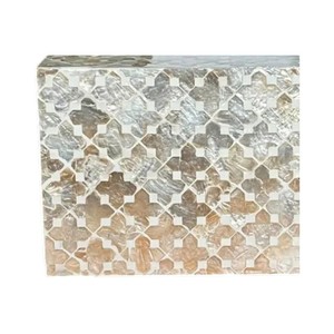 Caja de pañuelos rectangular de alta gama con incrustaciones de nácar y madera hecha a mano para decoración del hogar - Product Image 4