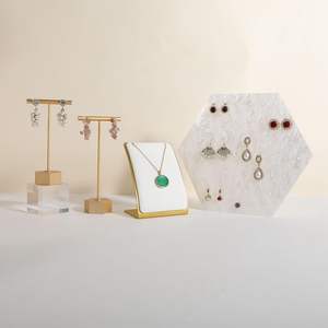 Présentoir à bijoux en velours blanc pour la vente, support pour petites boucles d'oreilles et colliers en métal, accessoires d'organisation - Product Image 6