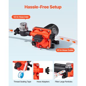 Pompa Acqua a Diaframma Autoadescante a 4 Camere 12V DC 6 GPM (22.7 L/min) con Pressostato Automatico 70 PSI Max per Uso Marino - Product Image 4