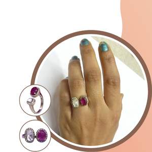 แหวนเงินแท้ 925 ชุบทอง ประดับพลอยทัวร์มาลีน ทรงโบราณ สำหรับทุกเพศ สั่งซื้อขั้นต่ำน้อย - Product Image 3