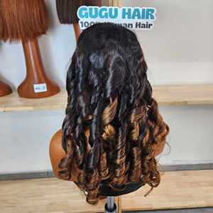 BOUNCY VIRGIN VIETNAMESE HUMAN HAIR CURLY <b>SHORT</b> LACE FRONT <b>WIGS</b> with HD TRANSPARENT LACE DOUBLE DRAWN & GLUELESS for BLACK WOMEN - Product Image 3