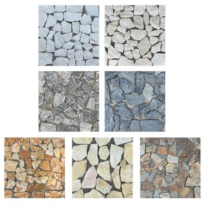 Dalles de pierre irrégulières à surface éclatée, revêtement mural extérieur rustique, durable, surface naturelle brossée, mélange gris, blanc, beige - Product Image 1